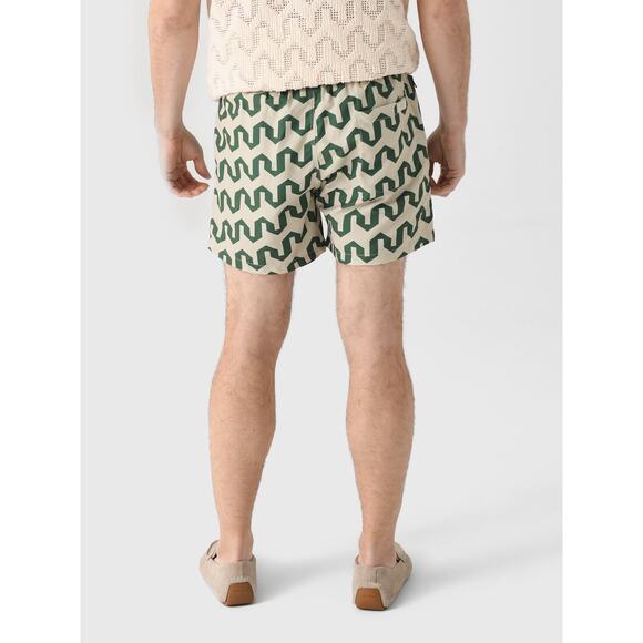 OAS Atlas Board Short Lined Size Large  Green/ Cream Vacation Swimwear - Picture 2 of 9